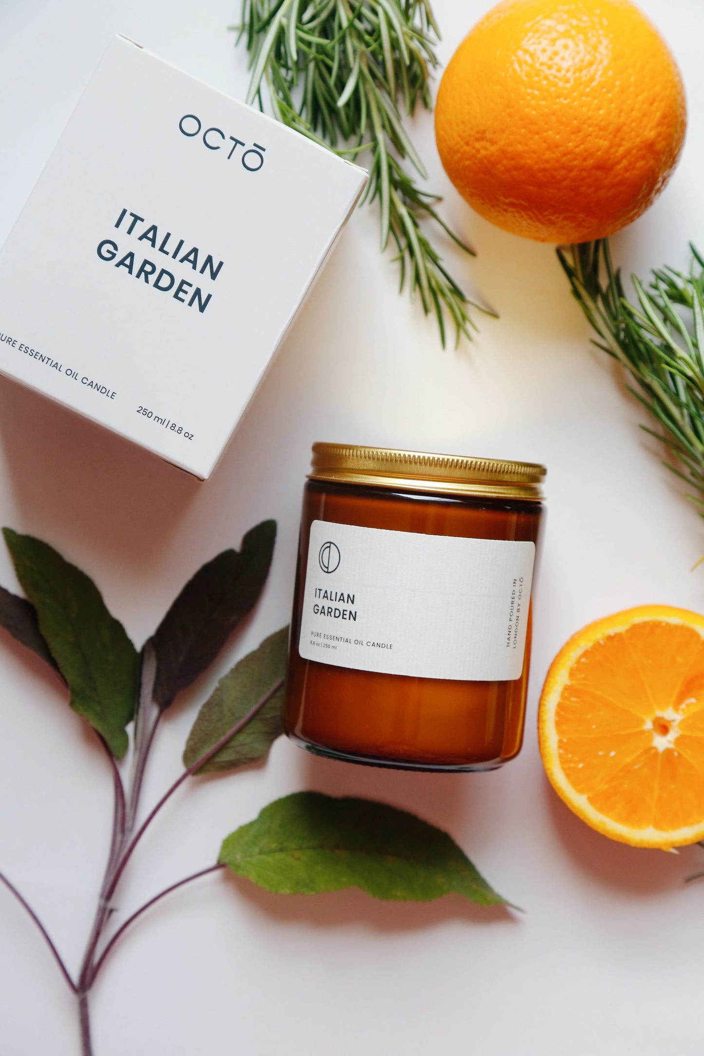 Italian Garden candle (Orange + Rosemary + Sage) | Amber Jar Candle