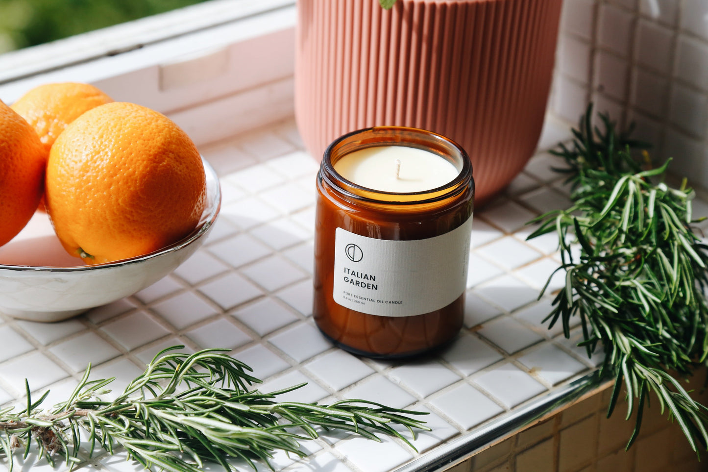 Italian Garden candle (Orange + Rosemary + Sage) | Amber Jar Candle