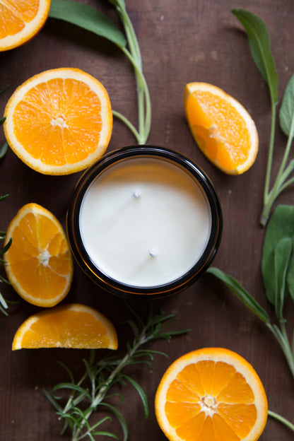 Italian Garden candle (Orange + Rosemary + Sage) | Amber Jar Candle