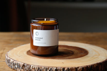 Midnight Breeze candle (Rose Geranium + Vetiver + Patchouli) | Amber Jar Candle