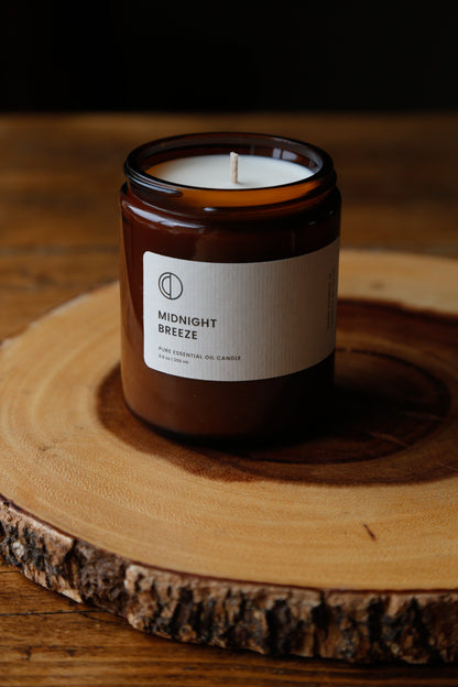 Midnight Breeze candle (Rose Geranium + Vetiver + Patchouli) | Amber Jar Candle
